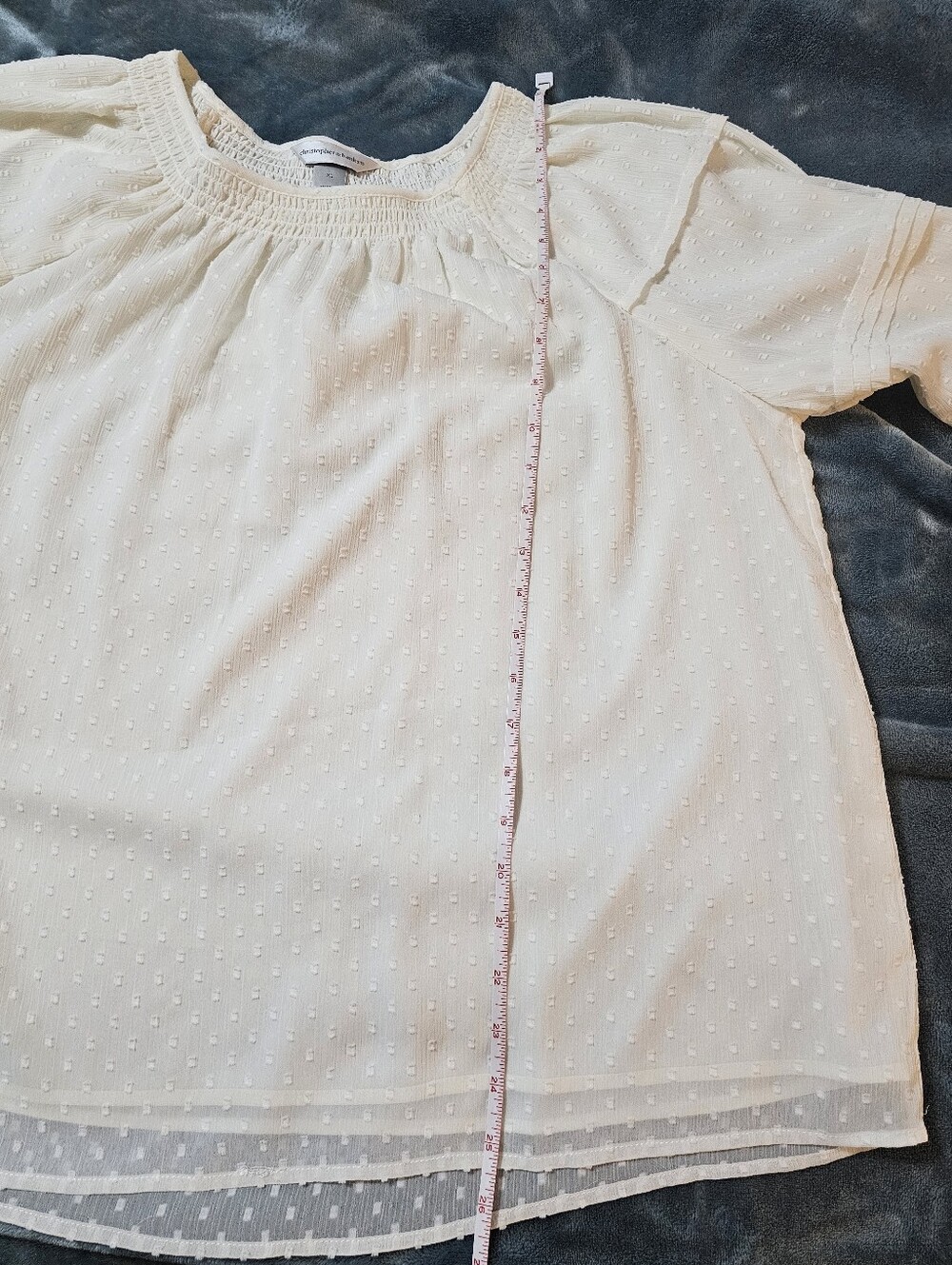 Christopher & Banks Cream Swiss Dot Peasant Blouse - Picture 7 of 7